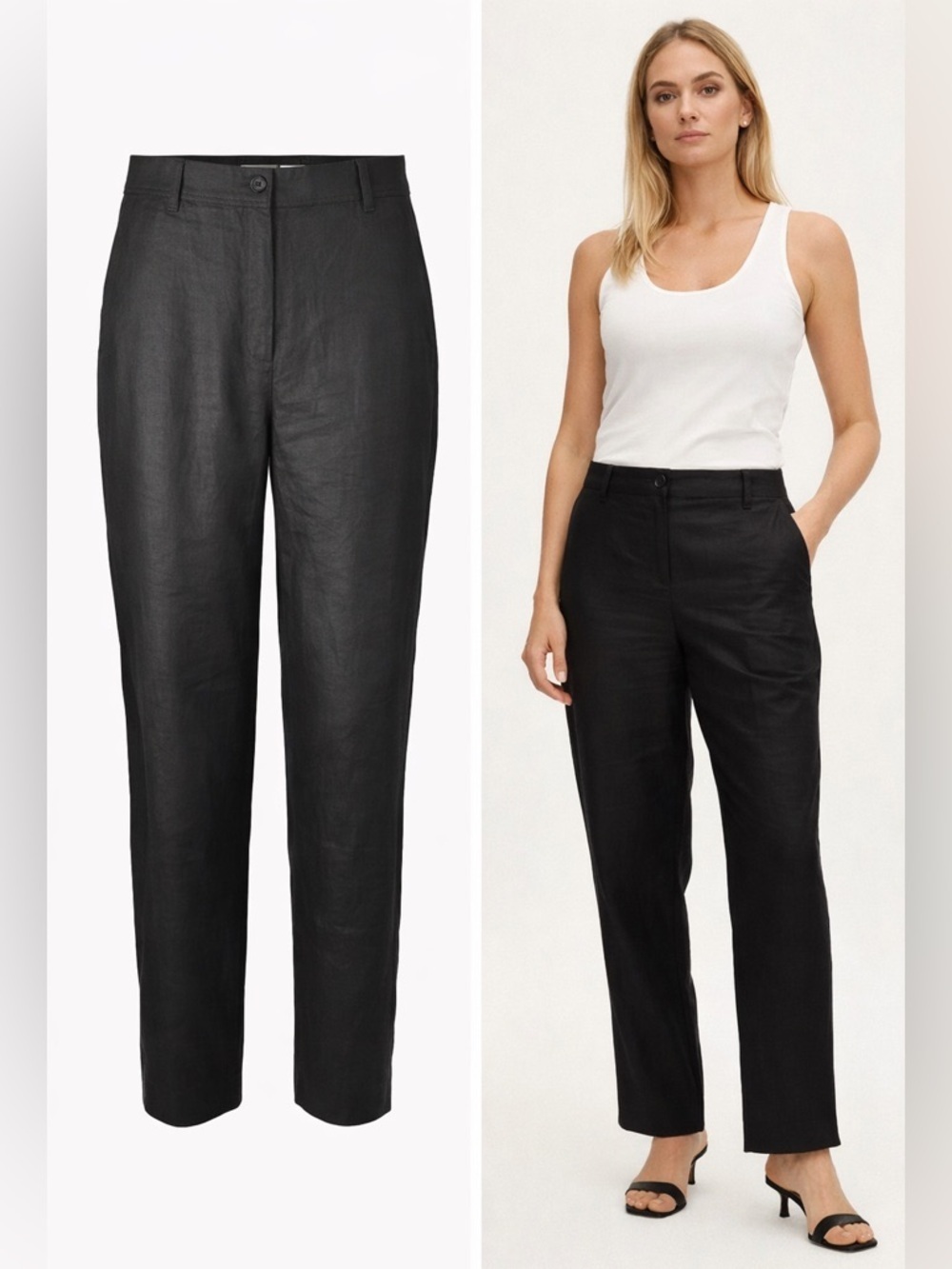 THE RESET R Label | Black Linen Blend Pants | High Rise Straight Leg | Size L